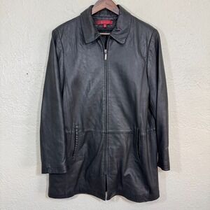 Vtg 90s Lambskin Leather Jacket Large Biker Moto Grunge Edgy Classic Sheepskin
